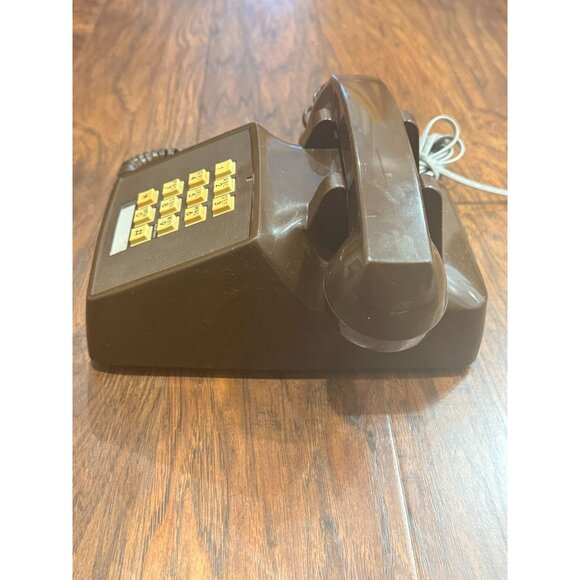 Vintage MCM TeleConcept Brown Push-Button Corded Telephone desk phone UNTESTED - Picture 6 of 10